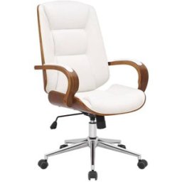 CLP Silla de oficina giratoria regulable en Simil cuero Nogal/blanco