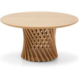 WOODEK Mesa de centro redonda de roble macizo ø80 cm, acabado mate