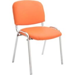 CLP Silla con patas de metal y asiento en simil cuero naranja