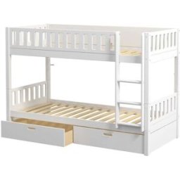 Furnlux Litera de madera maciza de pino color blanco 90x200