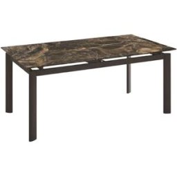 MondoViro Mesa extensible en gres marrón efecto mármol, 120x90 cm, altura 76 cm.