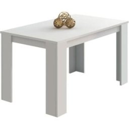 duehome Mesa de comedor fija y robusta 140x80 cm melamina blanco