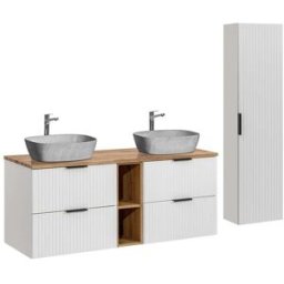 Petits meubles Conjunto mueble doble lavabo 140cm tableros de melamina y mdf blanco