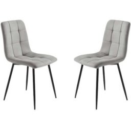 MondoViro Juego de 4 sillas de tela gris cm 45x53 88h