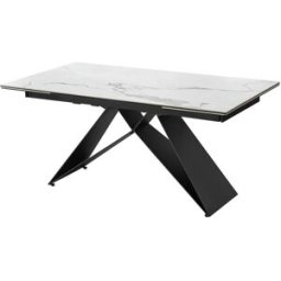 Pondecor Mesa comedor extensible porcelánico blanco. 160/240(40+40)×90×76 cm