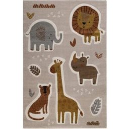 Smart Kids Alfombra infantil con diseño de animales de la sabana beige 140x200