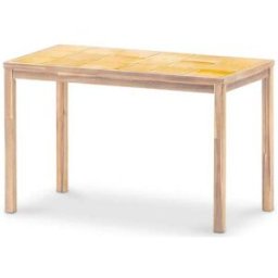 Defora Home Mesa comedor rectangular madera y cerámica 127x66x76 mostaza