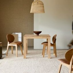 Tikamoon Mesa de roble macizo para 2-4 personas
