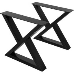 ML-Design 2x patas de mesa o banco industrial 43 x 40 cm acero negro en forma x