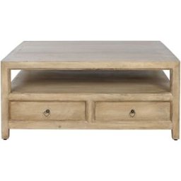 NIYLO Mesa centro de mango natural 100x100x45 cm