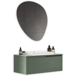 AQA DESIGN Mueble de baño 3 piezas en mdf verde salvia