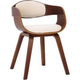 CLP Silla de madera con asiento en Simil cuero Nogal/crema