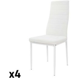ML-Design Juego de 4 sillas de comedor tapizadas en piel sintética color blanco