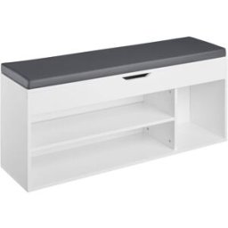 Tectake Banco zapatero para 9 pares y acolchado 104 x 30 x 49 cm, blanco