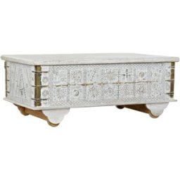 NIYLO Mesa centro en mango blanco 115x60x45 cm
