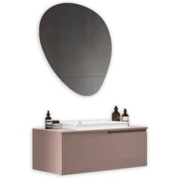 AQA DESIGN Mueble de baño 3 piezas en mdf rosa polvo