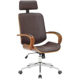 CLP Silla de oficina giratoria regulable en simil cuero nogal/marrón