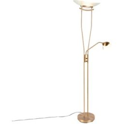 QAZQA Lámpara de pie color bronce con luz indirecta led y regulador