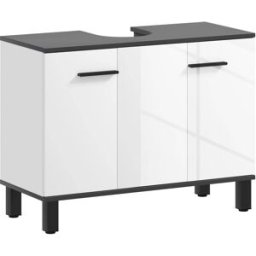 Homcom Mueble bajo lavabo 80x34x60 cm blanco brillante