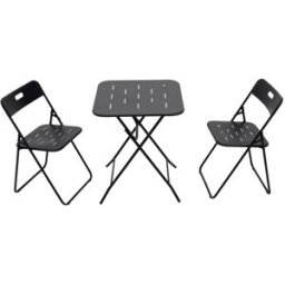 Urban Cocon Set bistró de jardín plegable de 3 piezas en acero negro