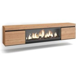 Skraut home Mueble tv efecto madera roble 208x35x45cm chimenea efecto fuego xxl
