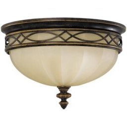ELSTEAD LIGHTING Plafón de techo clásico en marrón envejecido con pantalla en crema