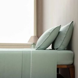 Casa da Laura Sábanas franela 100% algodón liso verde cama 150/160 1 almohada 45 x