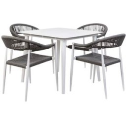 Fijalo Mesa y 4 sillas blanco y gris