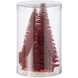 J-line Caja de 4 árboles de navidad artificiales de plástico rojo h.9 a 15 cm