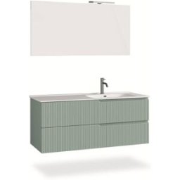 AQA DESIGN Mueble de baño bañera derecha 4 piezas en mdf verde salvia