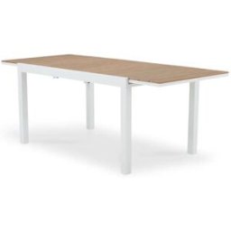 Defora Home Mesa jardín extensible aluminio blanco 200/140x90 cm y polywood
