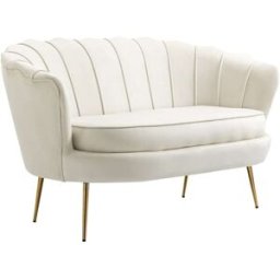 REDOM Sofá de 2 plazas de acero blanco crema 130x77x77 cm
