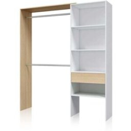 duehome Armario vestidor abierto con diseño funcional 158x187 cm blanco roble