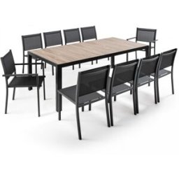 Oviala Mesa y 10 sillas de aluminio y cerámica