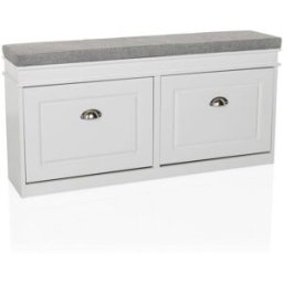 hjh LIVING Armario zapatero mdf, lacado blanco/gris