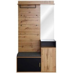 Urban Meuble Guardarropa de entrada con banco espejo y zapatero, perchero de pared