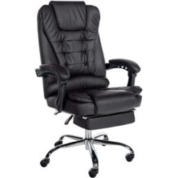 CLP Silla de oficina giratoria regulable en simil cuero negro