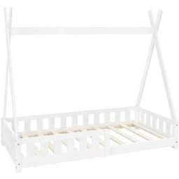 ML-Design Cama infantil tipi 80x160 cm color blanco con anticaída y somier