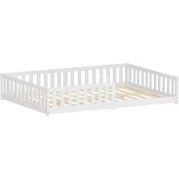 ML-Design Cama de suelo infantil doble 140 x 200 cm blanco madera maciza de pino