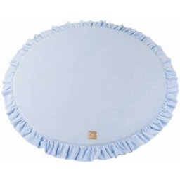 MeowBaby Alfombra de juego para niños, redonda 100cm, terciopelo, azul claro
