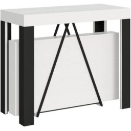Ityhome Consola extensible 90x40/300 cm effecto madera, fresno blanco