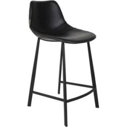Dutchbone Taburete alto de cuero negro
