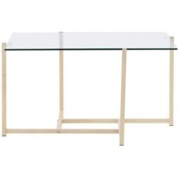 Venture Home Mesa baja cuadrada de vidrio y metal 80x80cm - Beige