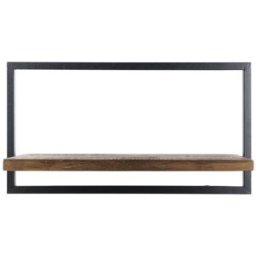 MACABANE Estantería de pared 'l' de teca reciclada marrón y metal negro 65 cm
