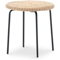 Defora Home Mesa auxiliar redonda 45cm acero y ratan - Carcasona