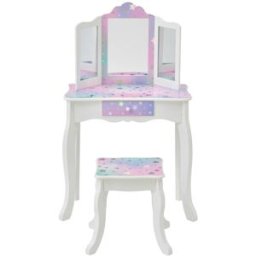 Teamson Tocador Infantil con Espejo Triple y Cajón Organizador, 99cm, Blanco