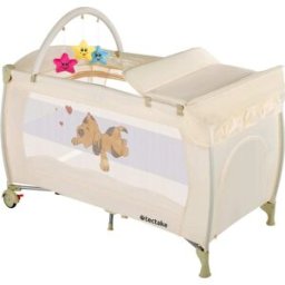 Tectake Cuna de viaje con cambiador y bolsa, 132 x 75 x 104 cm, beige