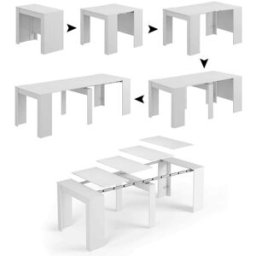 Dmora Consola extensible efecto madera blanca 239x90h77 cm