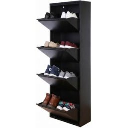 WellHome Zapatero ultrafino de acero color negro 50x13,5x136,5cm