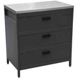 sweeek Módulo cocina exterior de acero 3 cajones, 80cm, negro